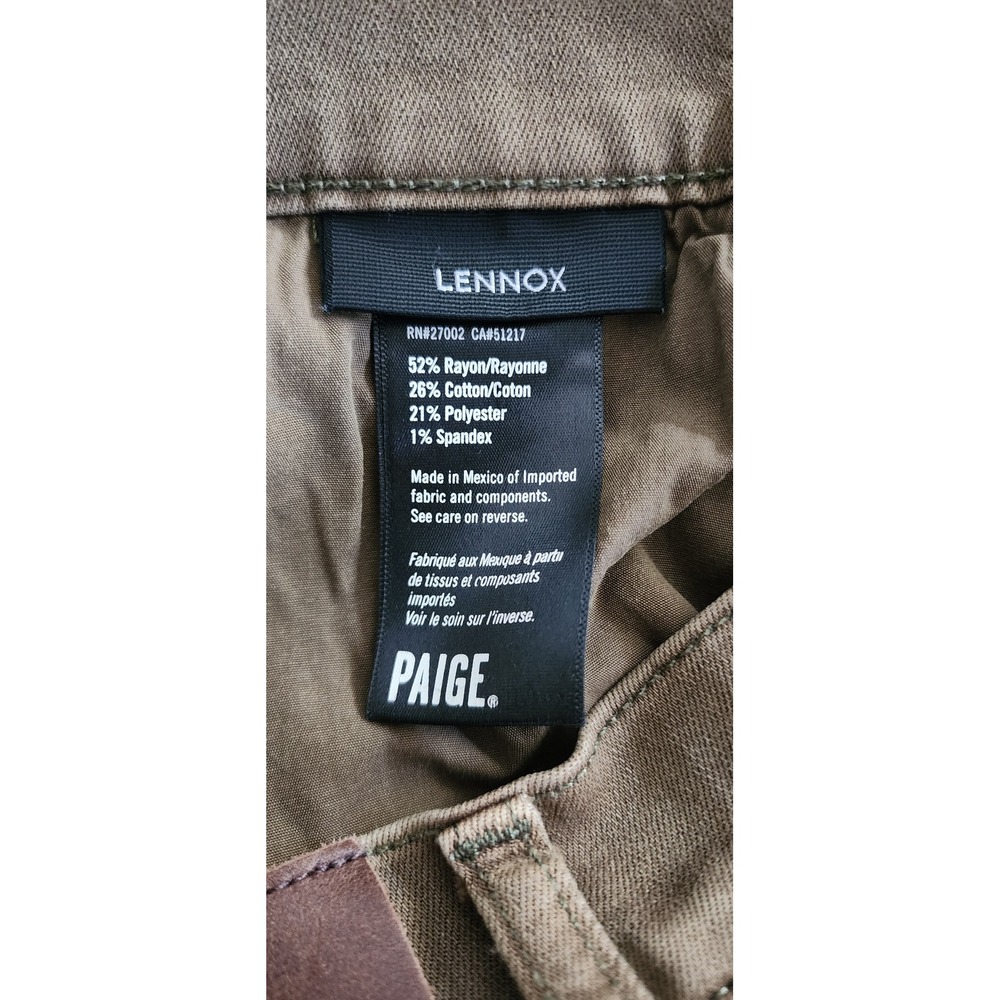 Paige Federal Lennox Slim Fit Pants Mens 29 Brown Tobacco Rayon Blend Stretch - Picture 4 of 5